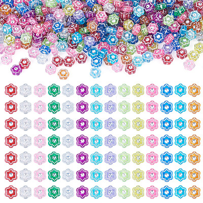 500Pcs Plastic Flower Beads KY-TADJ0001-07B-1