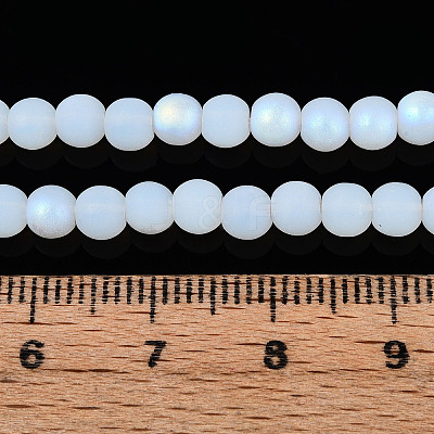 Frosted Imitation Jade Glass Beads Strands GLAA-T032-J4mm-MBB02-1