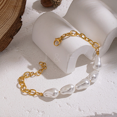 Elegant Natural Pearl Beads Link Bracelets ZR4711-1