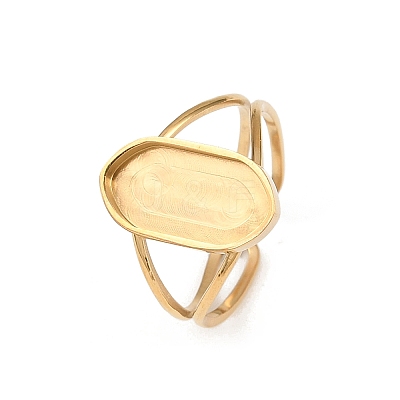 Real 18K Gold Plated 304 Stainless Steel Cuff Ring Components X-STAS-A191-12C-G-1