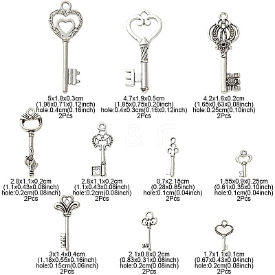 20Pcs 10 Style Tibetan Style Alloy Pendants TIBE-YW0001-34-1