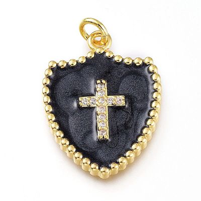 Golden Brass Micro Pave Clear Cubic Zirconia Enamel Charms ZIRC-A017-01G-RS-1