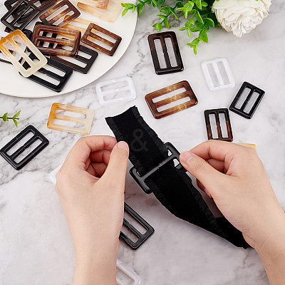 30Pcs 15 Style Rectangle Shape Resin Buckle Clasps RESI-FG0001-03-1