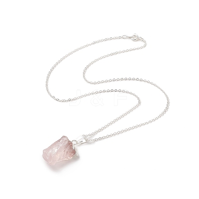 Natural Rose Quartz Geometric Pendant Necklace NJEW-JN04239-04-1