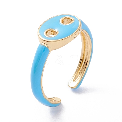 Brass Enamel Cuff Rings RJEW-A002-12G-1