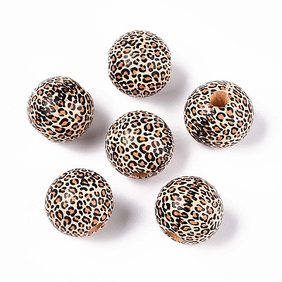 Printed Schima Wood Beads WOOD-N017-01D-1