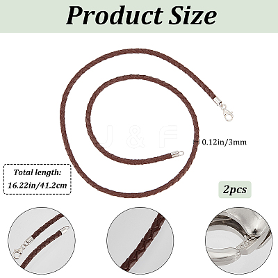 2Pcs Braided Round Leather Cord Necklace Making NJEW-BBC0001-19A-02-1