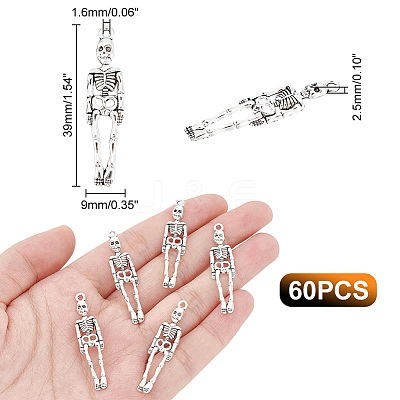 60Pcs Tibetan Style Alloy Pendants for Halloween TIBEP-UN0001-17-1
