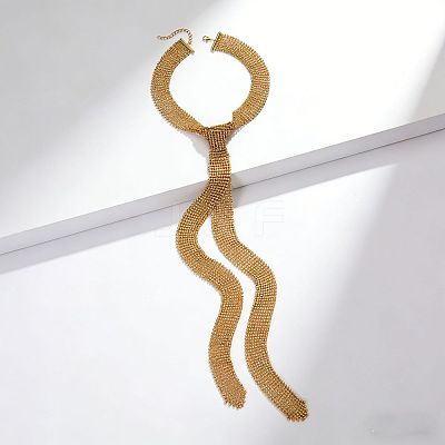 Alloy Full Crystal Rhinestone Mesh Tassel Y Necklaces for Women WG87624-01-1