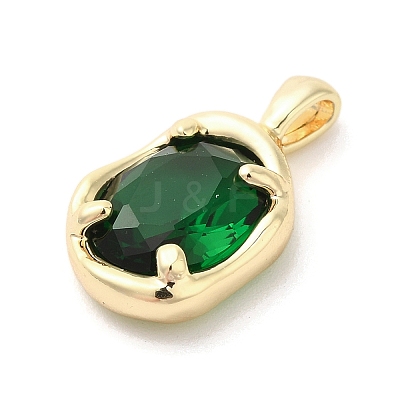 Golden Brass Micro Pave Cubic Zirconia Pendants KK-U031-02G-04-1