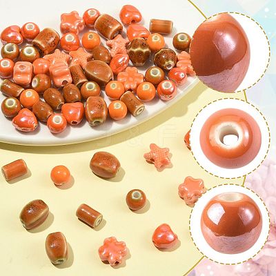 68Pcs 12 Styles Handmade Porcelain Beads PORC-FS0001-55-1