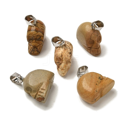 Natural Picture Jasper Pendants G-Z067-02P-05-1