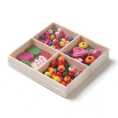 Children's Day Theme Maple Wood Jewelry Set DIY Making Kits WOOD-C006-03A-1