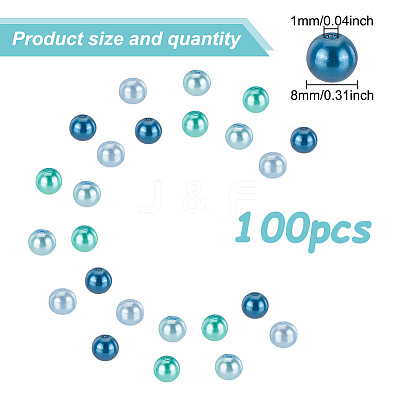 100Pcs Ocean Mix Pearlized Glass Pearl Beads HY-HY0001-04A-1