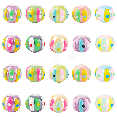 20Pcs 10 Colors Handmade Porcelain Beads PORC-PH0001-40-1
