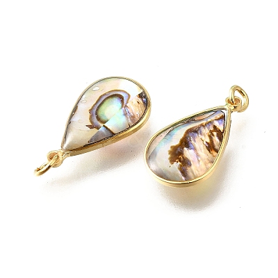 Natural Paua Shell & Epoxy Resin Pendants KK-E794-02G-02-1