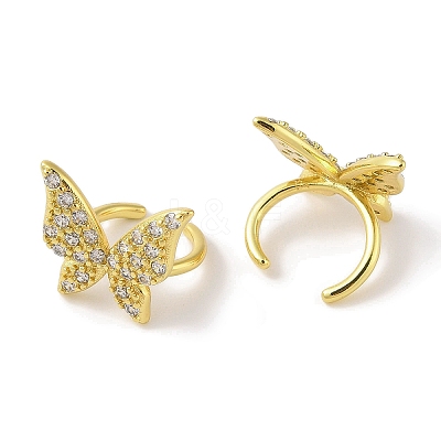 Brass Micro Pave Clear Cubic Zirconia Cuff Earrings EJEW-I305-26G-1