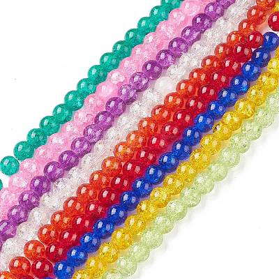 Crackle Glass Beads Strands CCG-Q001-8mm-M-1