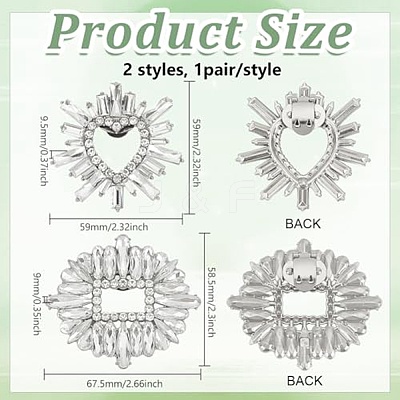 4Pcs 2 Styles Alloy Shoe Decorations AJEW-FG0004-38-1