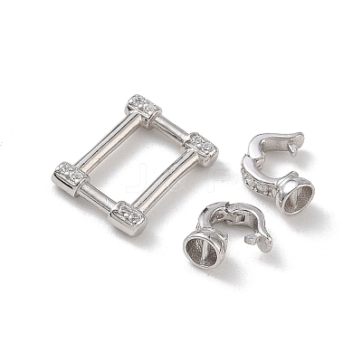 925 Sterling Silver Micro Pave Clear Cubic Zirconia Fold Over Clasps SE-CBAF1B0-04P-1