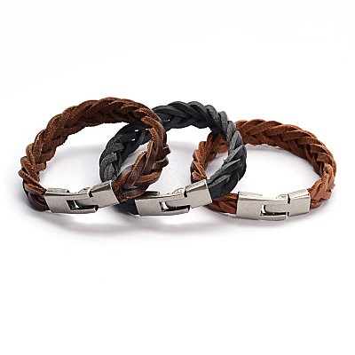Stylish Braided Leather Cord Bracelets BJEW-F173-08-1