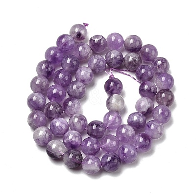 Natural Lavender Amethyst Round Bead Strands G-O134-08-6mm-01-1