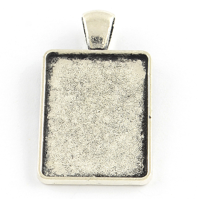 Tibetan Style Rectangle Alloy Pendant Cabochon Settings TIBEP-Q051-37AS-RS-1