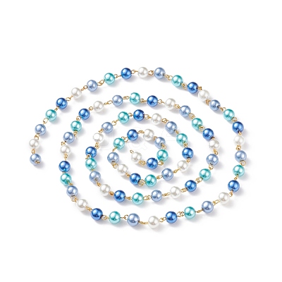 5Pcs 5 Color Handmade Glass Pearl Beaded Chain AJEW-JB01134-1