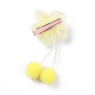 Flower Cloth Metallic Alligator Hair Clips PHAR-D013-01B-1
