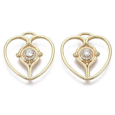 Brass Micro Pave Cubic Zirconia Pendants KK-R130-027G-NF-1