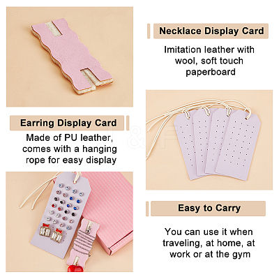 Imitation Leather Earring & Necklace Anti-Winding Display Cards EDIS-OC0001-06-1