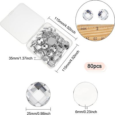 80Pcs Imitation Taiwan Acrylic Rhinestone Flat Back Cabochons GACR-FG0001-09-1