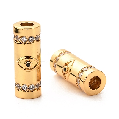 Brass Micro Pave Clear Cubic Zirconia Tube Beads X-ZIRC-P086-04G-1