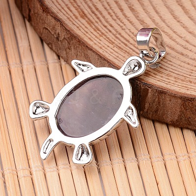 Tortoise Platinum Tone Brass Amethyst Pendants G-F265-01I-1