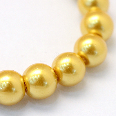 Baking Paint Pearlized Glass Pearl Round Bead Strands X-HY-Q330-8mm-31-1