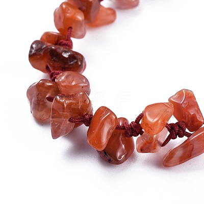 Adjustable Natural Carnelian Chip Beads Braided Bead Bracelets BJEW-JB04392-05-1