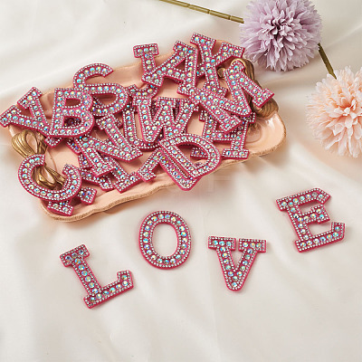 Alphabet Resin Rhinestone Patches DIY-TAC0005-45C-1