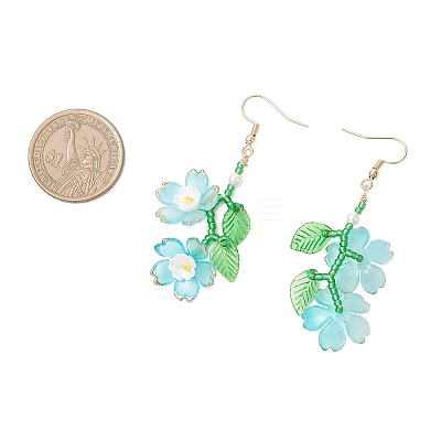 Acrylic Flower Dangle Earrings EJEW-MZ00588-03-1