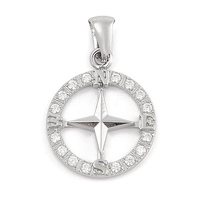 304 Stainless Steel Micro Pave Cubic Zirconia Pendants STAS-D112-03P-01-1