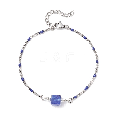 Blue Watermelon Stone Glass Bead Link Btacelets BJEW-JB13080-1