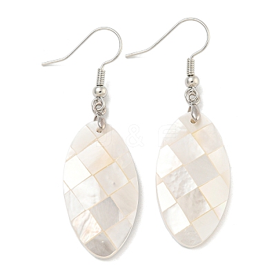 Rack Plating Brass Natural White Shell Dangle Earrings EJEW-N055-52K-1