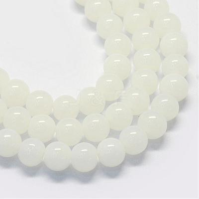 Baking Paint Imitation Jade Glass Round Bead Strands DGLA-Q021-4mm-01-1