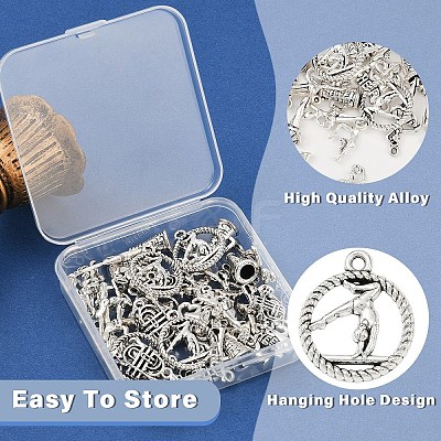 40Pcs 8 Styles Tibetan Style Alloy Pendants FIND-YW0006-87AS-1