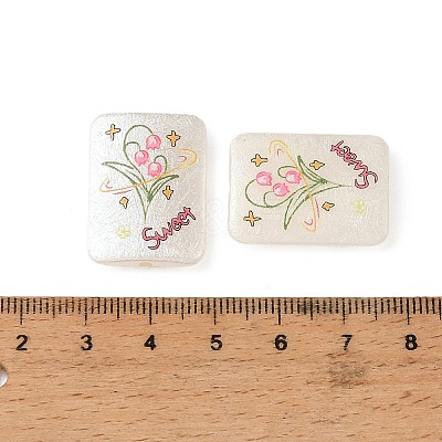 Printed Opaque Acrylic Beads OACR-B054-01D-1