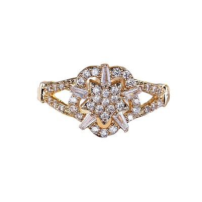 Brass Micro Pave Clear Cubic Zirconia Finger Rings WG33AB7-01-1