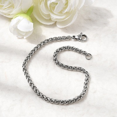 Tarnish Resistant 304 Stainless Steel Wheat Chain Bracelets BJEW-M187-12-G-1