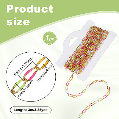 Stainless Steel Enamel Curb Chains CHS-WH0009-07G-04-1
