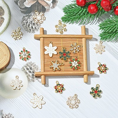 16Pcs 8 Styles Alloy Enamel with Rhinestone Pendants FIND-YW0005-88-1