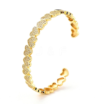 Sparkling Heart Cubic Zirconia Cuff Bangle BJEW-D448-15G-RS-1