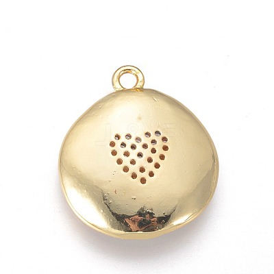 Golden Plated Brass Micro Pave Cubic Zirconia Pendants KK-F809-07G-02-1